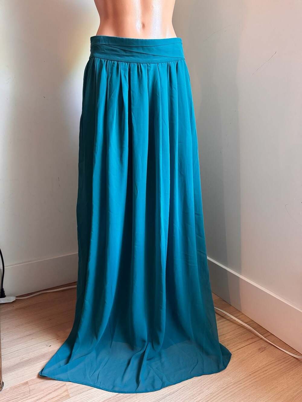 Sunday in Brooklyn for Anthropologie Teal Chiffon Maxi Skirt Size Small